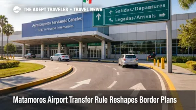 Matamoros airport transfer rule at MAM shows controlled curb access and daytime routing pressure near the Texas border